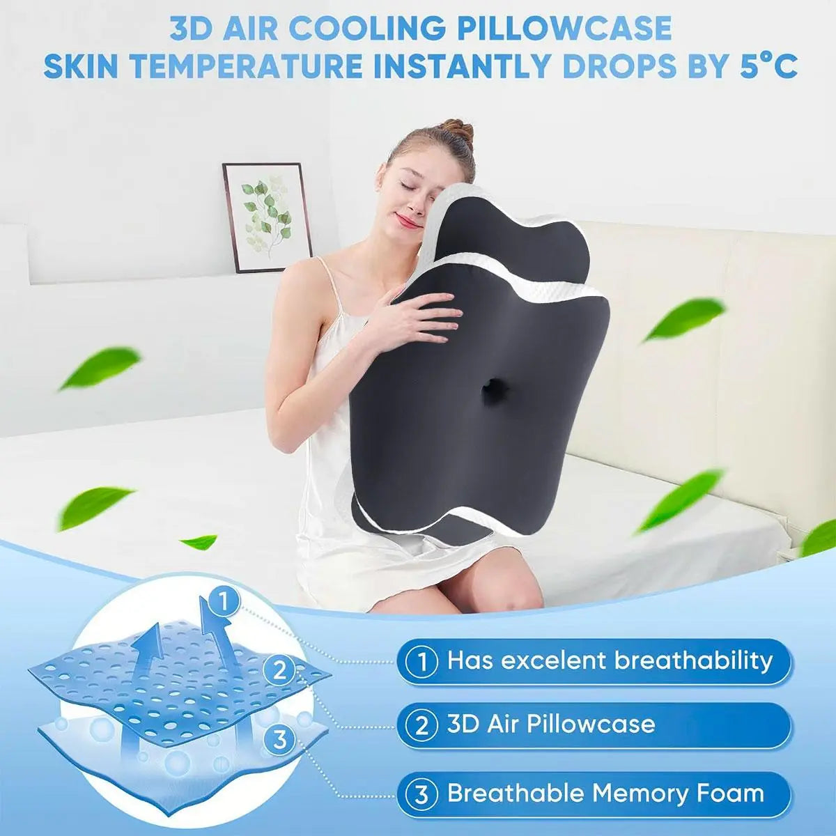 Supportive Contoured Memory Foam Soft Neck Pillow for Side Sleepers and Back Sleepers, Sleep Aid Pillow, Valentine'S Day Gift, Birthday Present